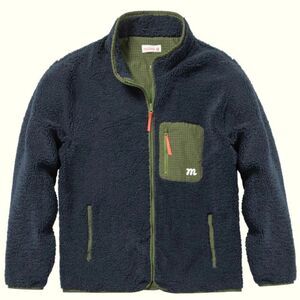 MANANA (MAÑANA) | Navy Blue Green Sherpa Fleece Full Zip | Large